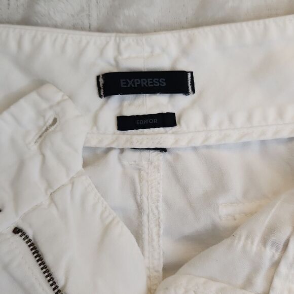 EXPRESS cotton linen blend white pants for women - Picture 8 of 11